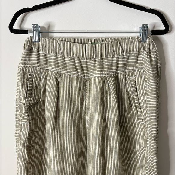 Anthropologie Green Striped Linen Pants Beach Coastal - Picture 2 of 5